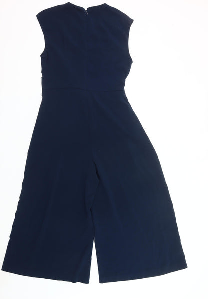 Vila Womens Blue Sleeveless Wide-Leg Belted Jumpsuit XL