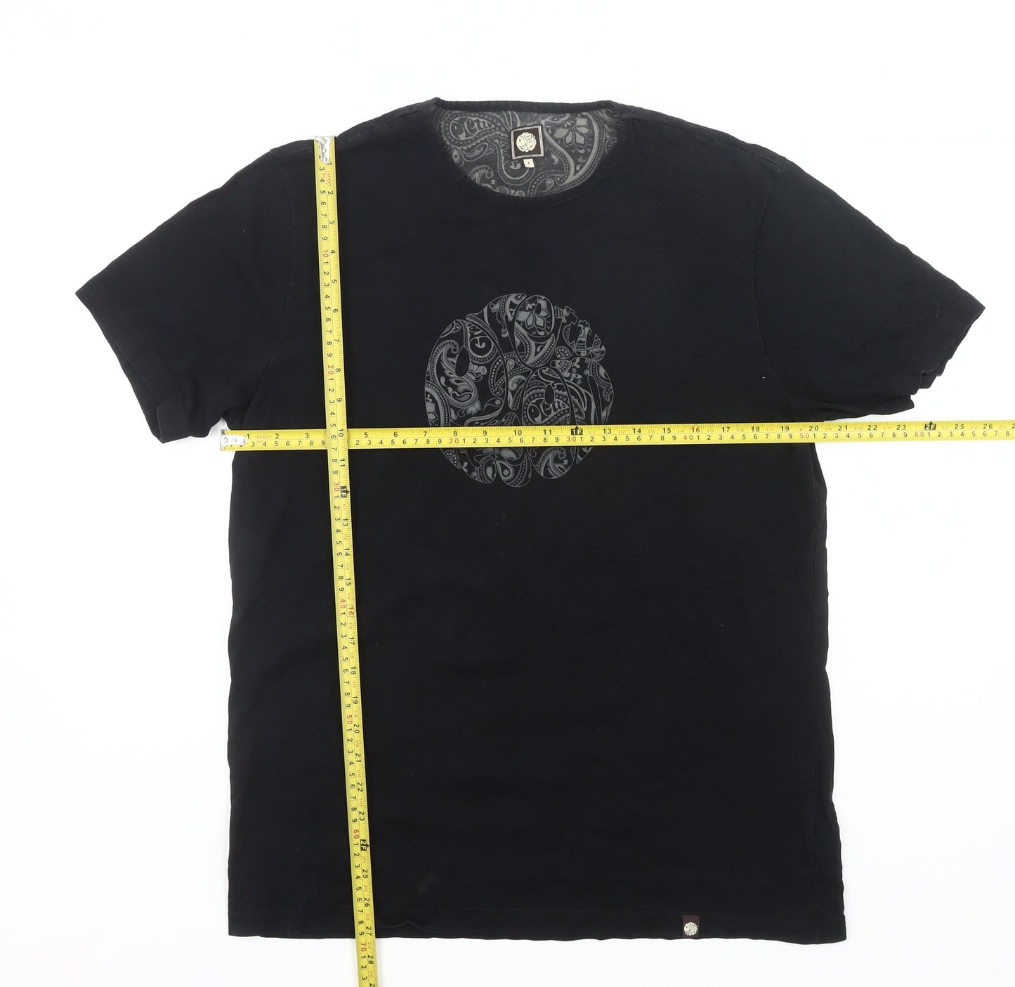 Pepe Jeans Mens Black L Graphic Paisley Print Cotton T-Shirt
