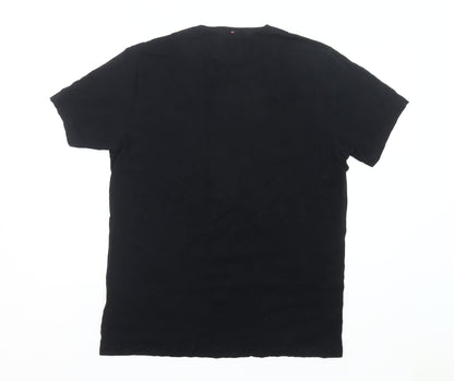 Pepe Jeans Mens Black L Graphic Paisley Print Cotton T-Shirt