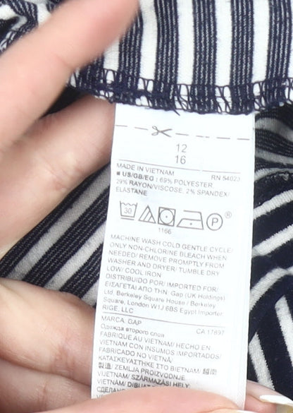 GAP Women’s Black Striped A-Line Sleeveless Dress Size 12