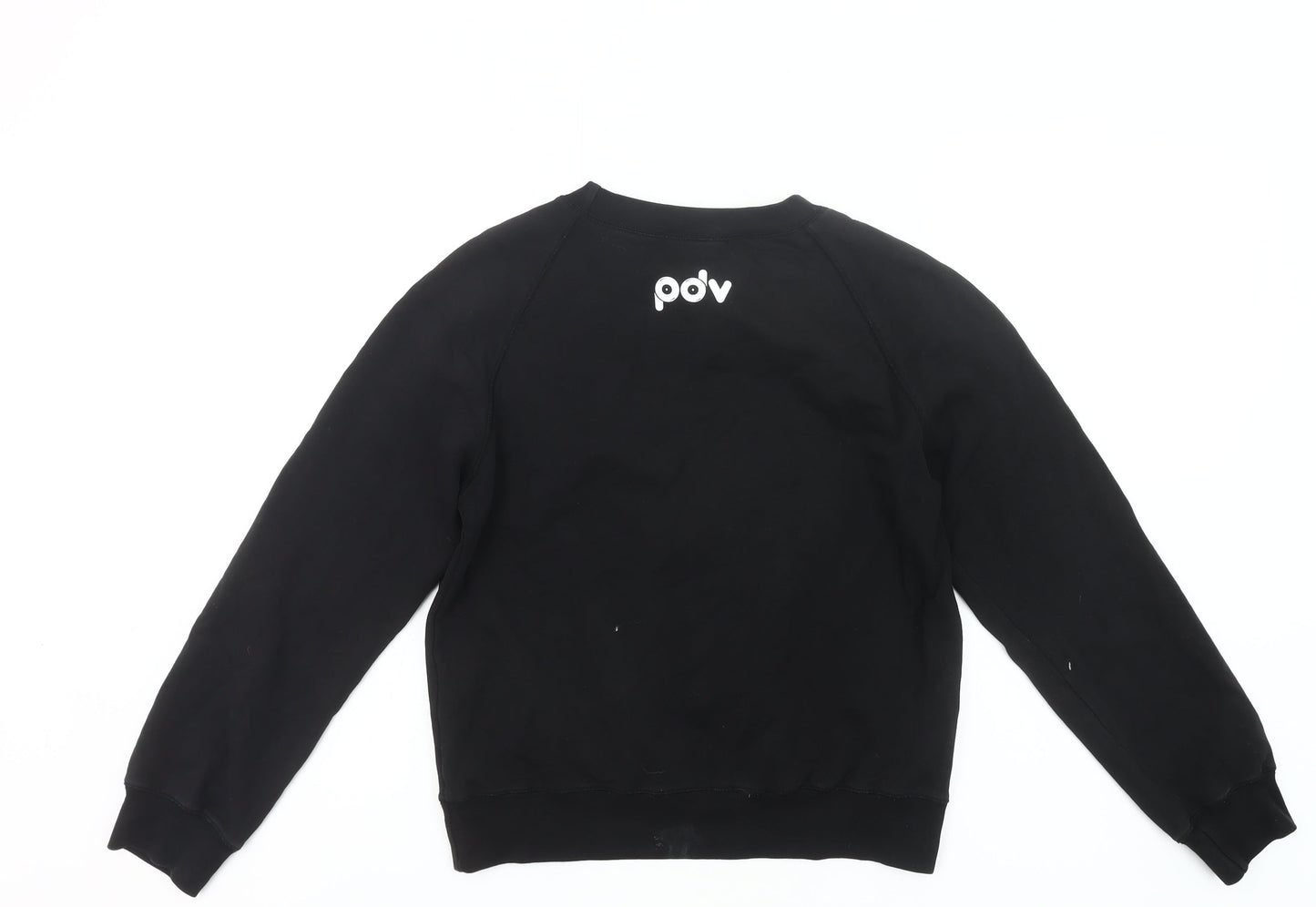 PDV Women’s Black Pullover Sweatshirt Small Graphic Print Crew Neck