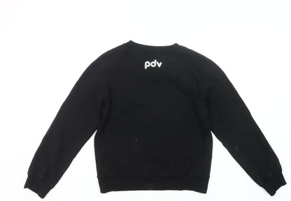 PDV Women’s Black Pullover Sweatshirt Small Graphic Print Crew Neck