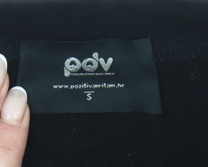 PDV Women’s Black Pullover Sweatshirt Small Graphic Print Crew Neck