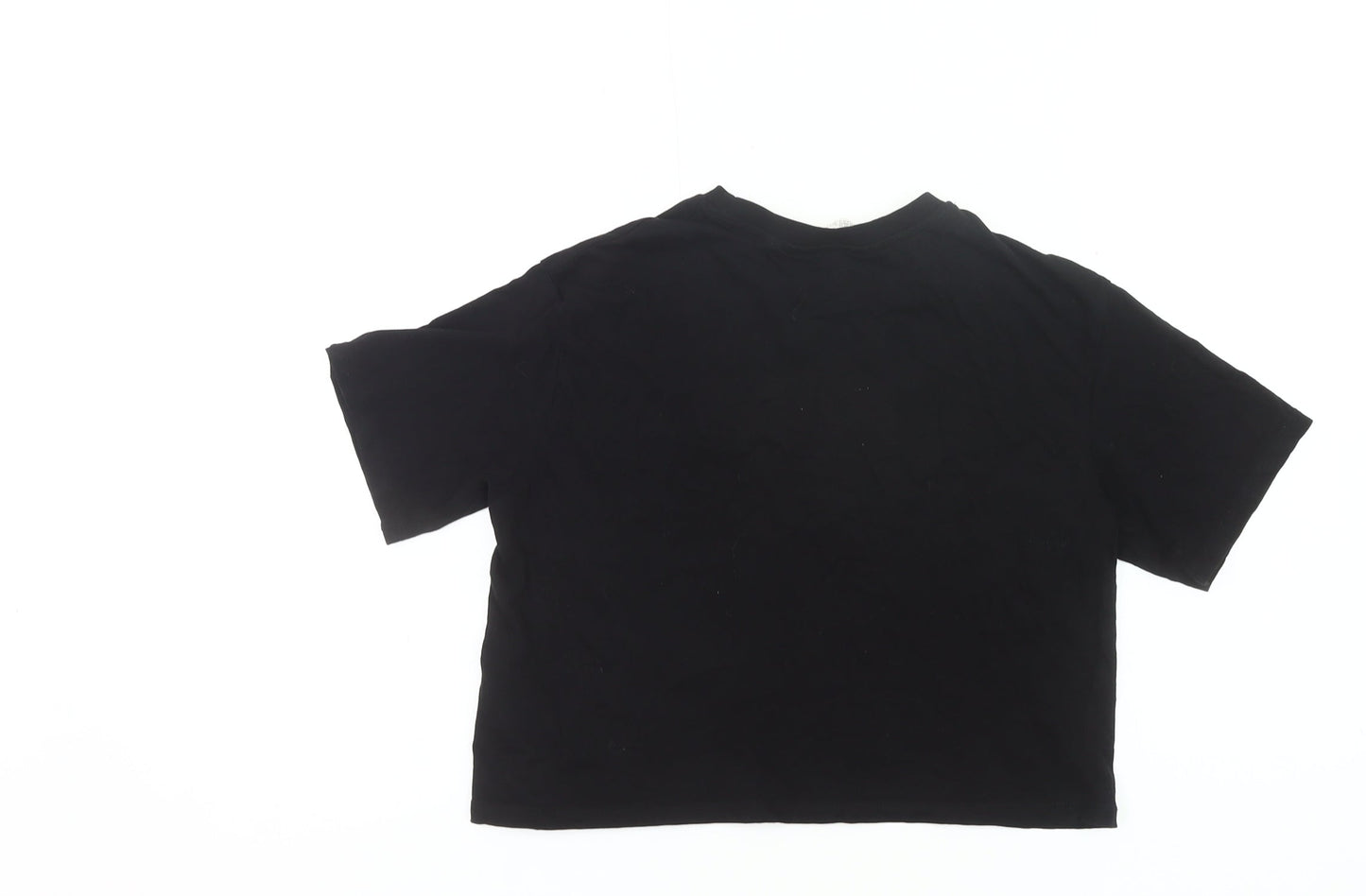 H&M Girls Black Barbie Cropped T-Shirt 11-12Y Cotton Casual Summer