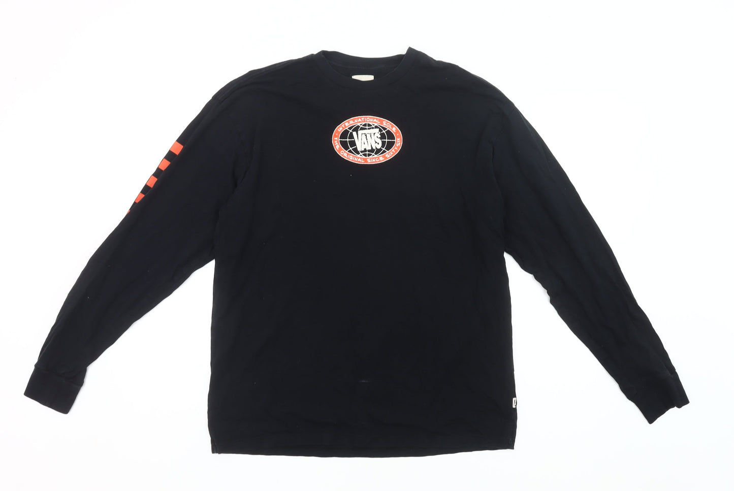 Vans Men's Black Small Long Sleeve Crew Neck Graphic Logo T-Shirt