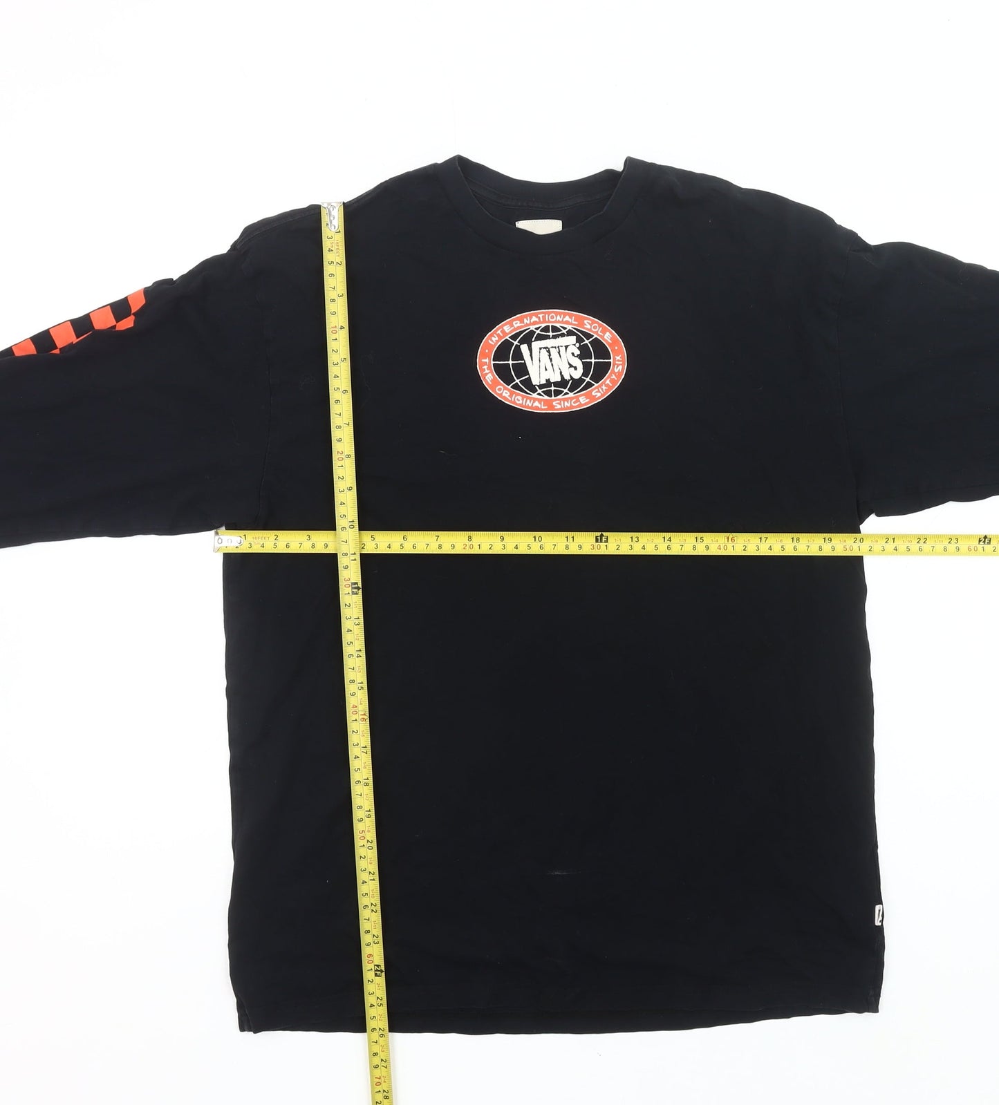 Vans Men's Black Small Long Sleeve Crew Neck Graphic Logo T-Shirt