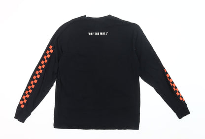 Vans Men's Black Small Long Sleeve Crew Neck Graphic Logo T-Shirt