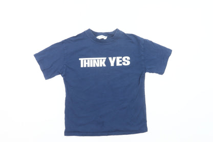 ZARA Girls Blue Think Yes Graphic T-Shirt Age 8-9 Years Cotton