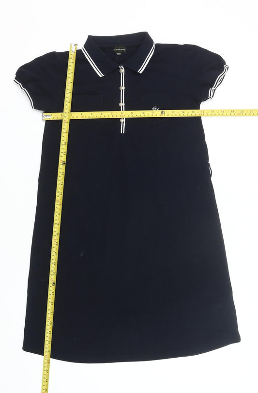 The Scotch House Girls Black Cotton Shirt Dress 11-12 Years Collared Polo Style