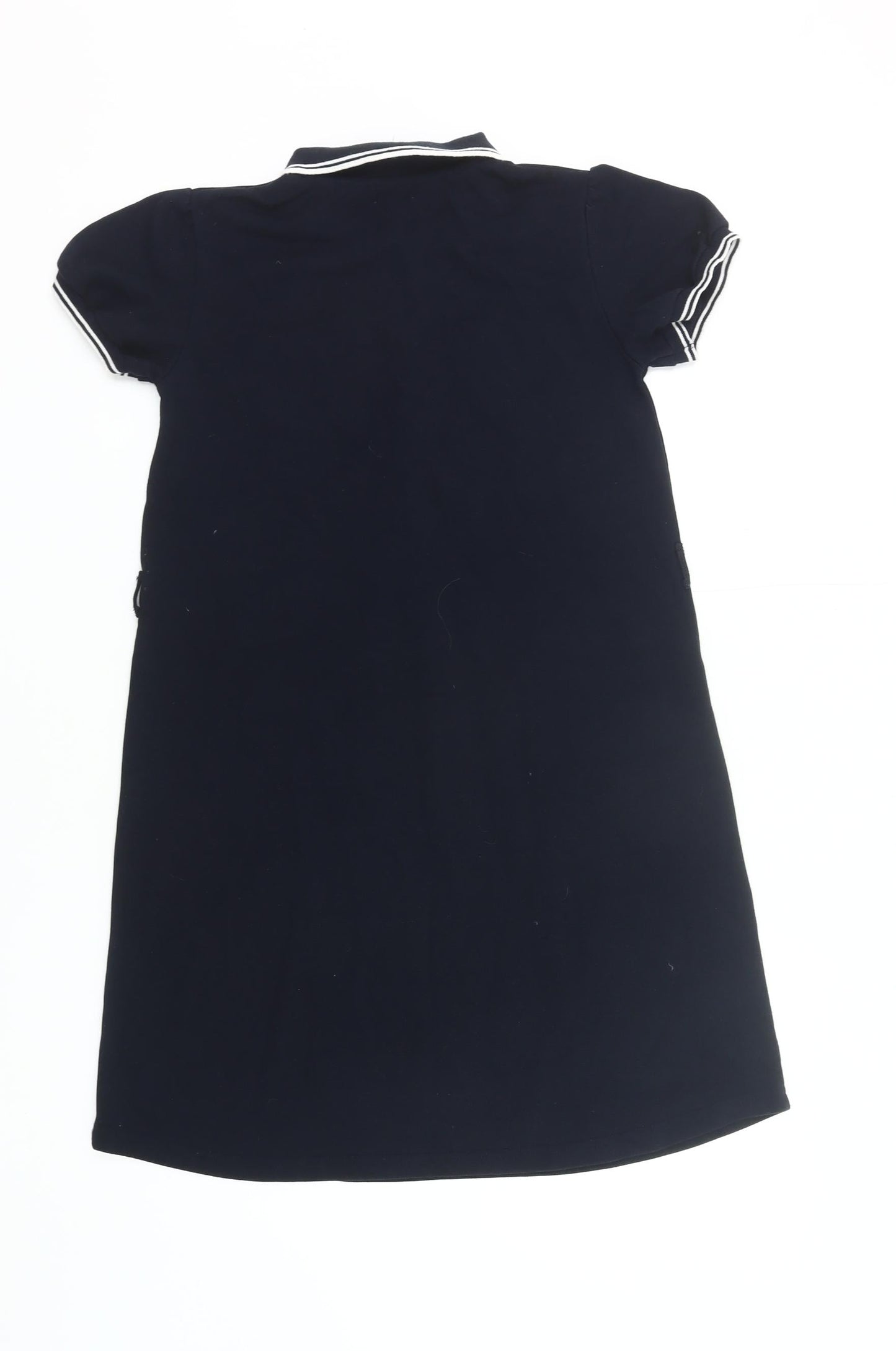The Scotch House Girls Black Cotton Shirt Dress 11-12 Years Collared Polo Style