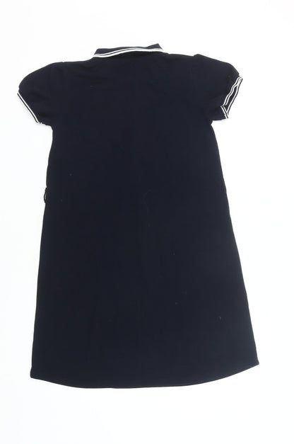 The Scotch House Girls Black Cotton Shirt Dress 11-12 Years Collared Polo Style
