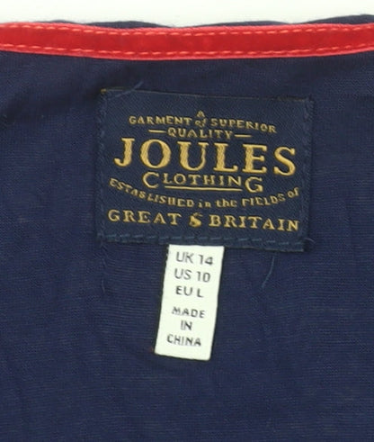 Joules Women’s Blue Floral Fit & Flare Dress UK 14 Long Sleeve