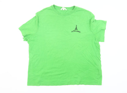 Av.Bon Atelier Women’s Green L Basic Cotton T-Shirt Paris Embroidery