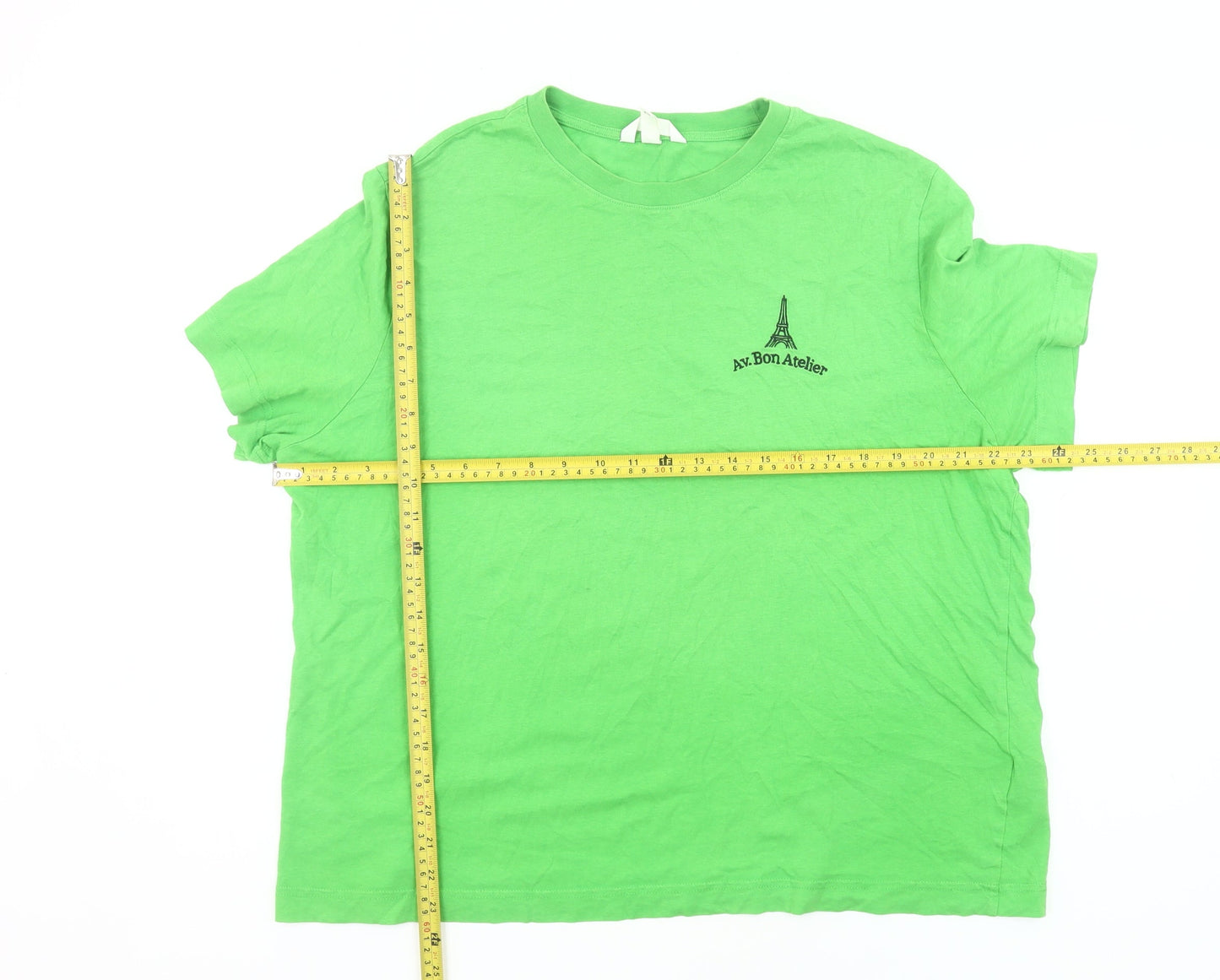 Av.Bon Atelier Women’s Green L Basic Cotton T-Shirt Paris Embroidery