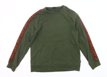Just Cavalli Men’s Green XL Pullover Logo Sweatshirt Crew Neck