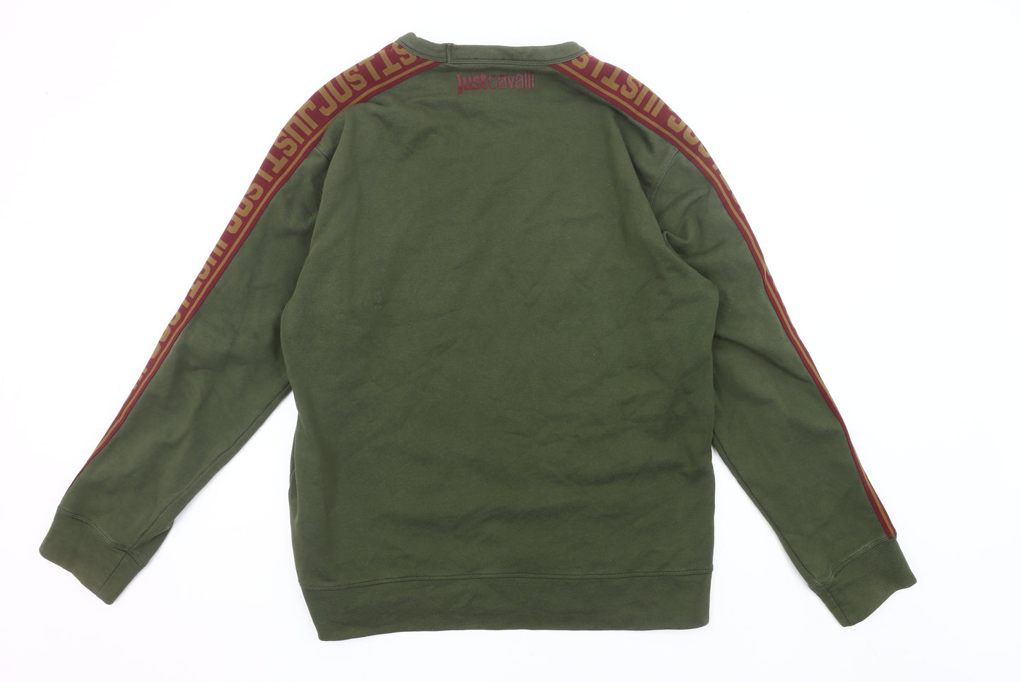 Just Cavalli Men’s Green XL Pullover Logo Sweatshirt Crew Neck