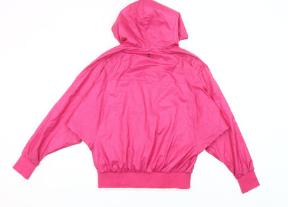 Nike Womens Pink Windbreaker Jacket L Hooded Sportswear Zip
