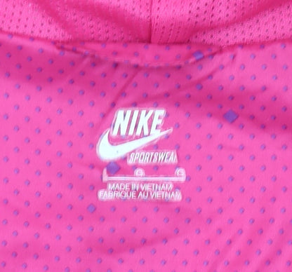 Nike Womens Pink Windbreaker Jacket L Hooded Sportswear Zip