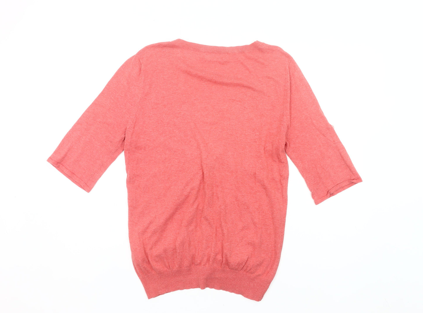 Units Women’s Pink Cotton Cardigan L 3/4 Sleeve V-Neck Knit