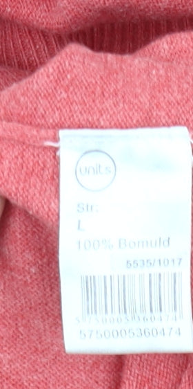 Units Women’s Pink Cotton Cardigan L 3/4 Sleeve V-Neck Knit