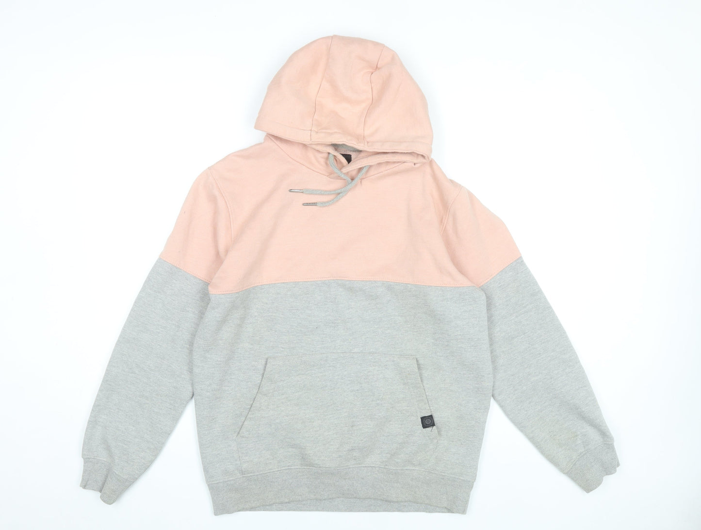 Soulstar Womens Grey Pink Pullover Hoodie Small Colourblock Cotton Blend