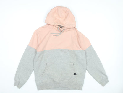 Soulstar Womens Grey Pink Pullover Hoodie Small Colourblock Cotton Blend