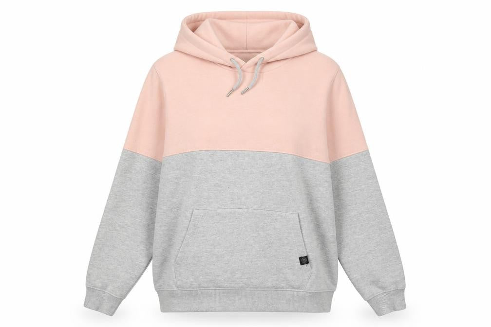 Soulstar Womens Grey Pink Pullover Hoodie Small Colourblock Cotton Blend