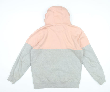 Soulstar Womens Grey Pink Pullover Hoodie Small Colourblock Cotton Blend