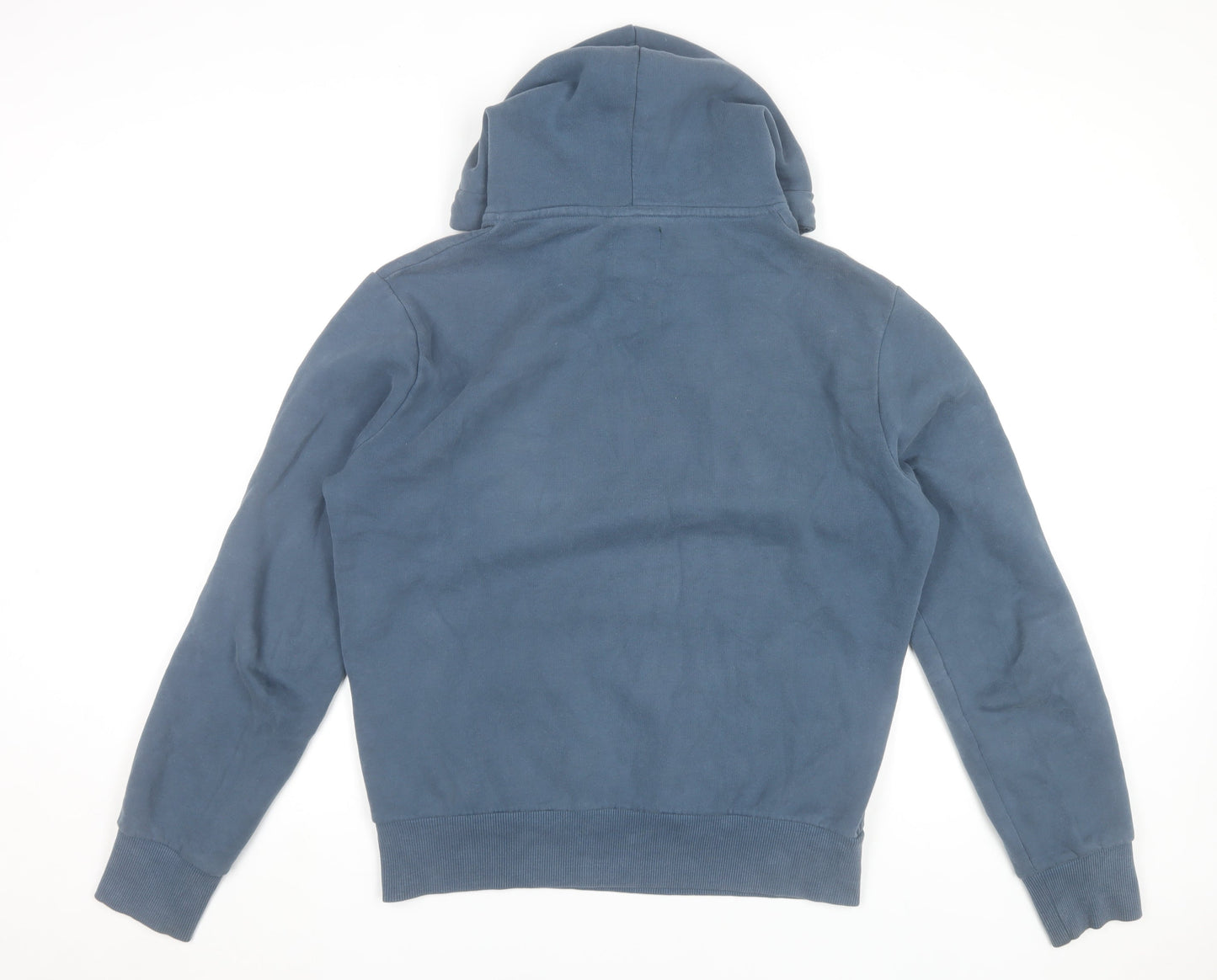 Superdry Men’s Blue Pullover Hoodie L Logo Pocket Casual