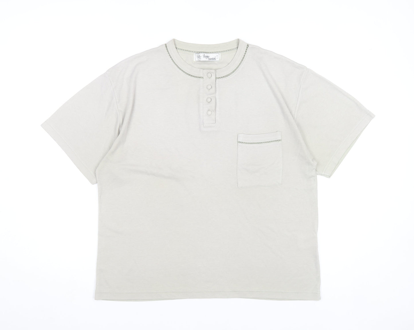 Design Essentials Women’s Beige Henley T-Shirt M Short Sleeve