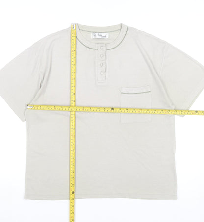 Design Essentials Women’s Beige Henley T-Shirt M Short Sleeve