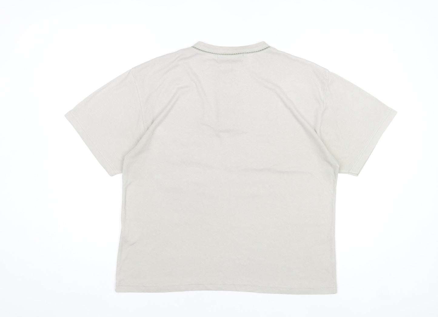 Design Essentials Women’s Beige Henley T-Shirt M Short Sleeve
