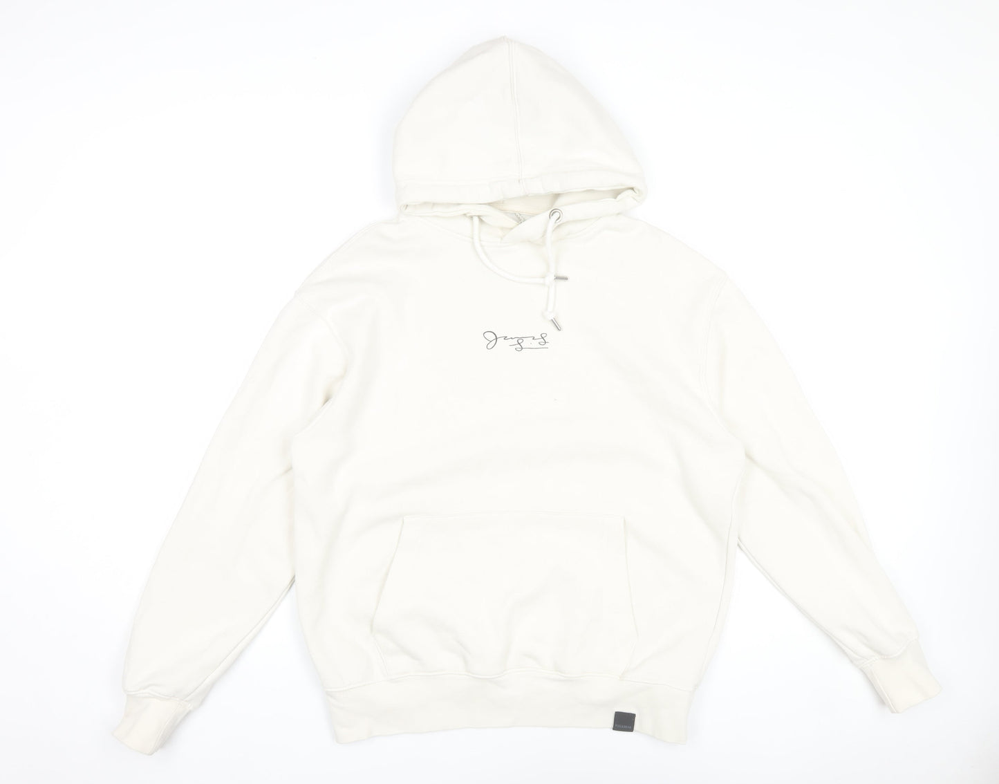 Pull & Bear Men’s White Graphic Print Pullover Hoodie Size S