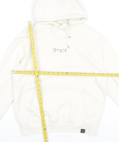 Pull & Bear Men’s White Graphic Print Pullover Hoodie Size S