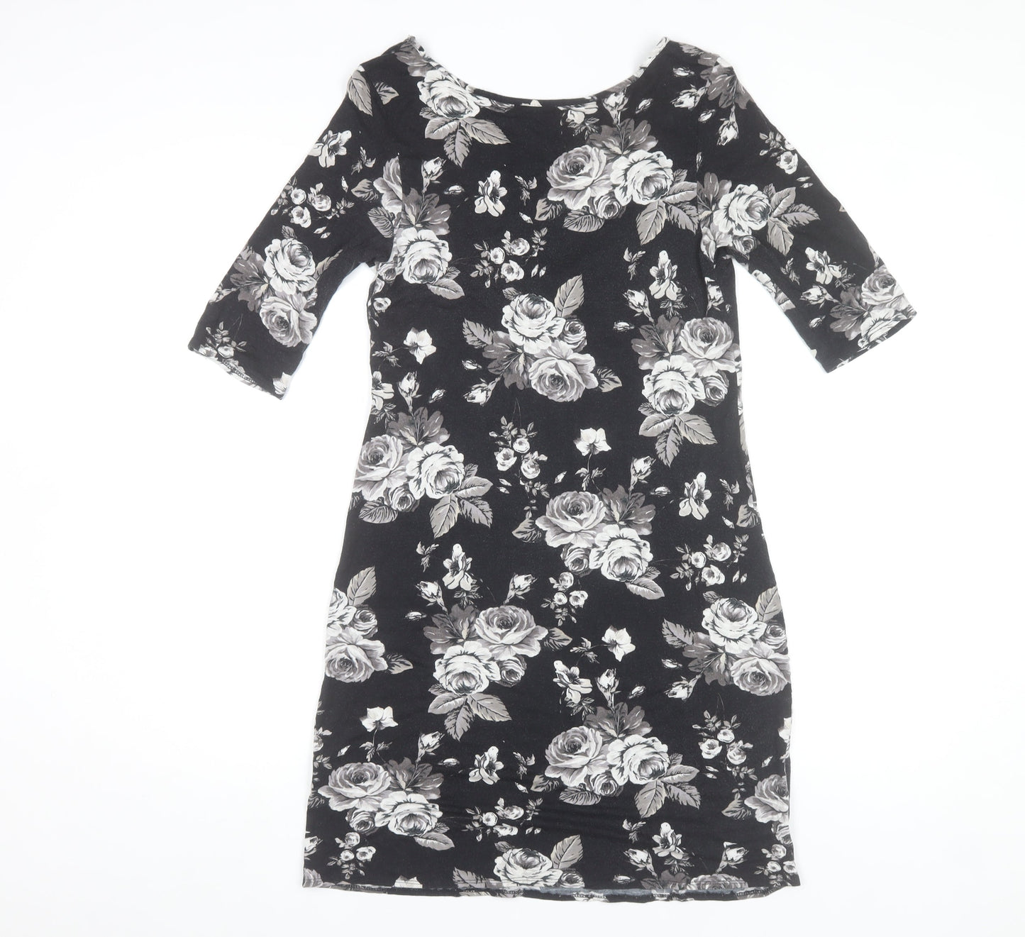 Dorothy Perkins Womens Black Floral Bodycon Dress Size 12