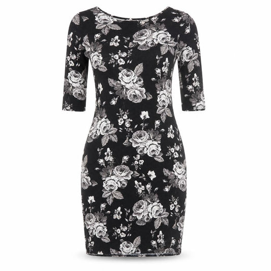 Dorothy Perkins Womens Black Floral Bodycon Dress Size 12