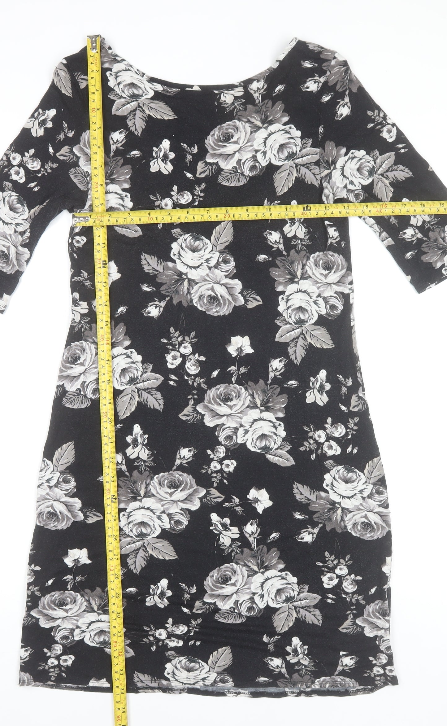 Dorothy Perkins Womens Black Floral Bodycon Dress Size 12