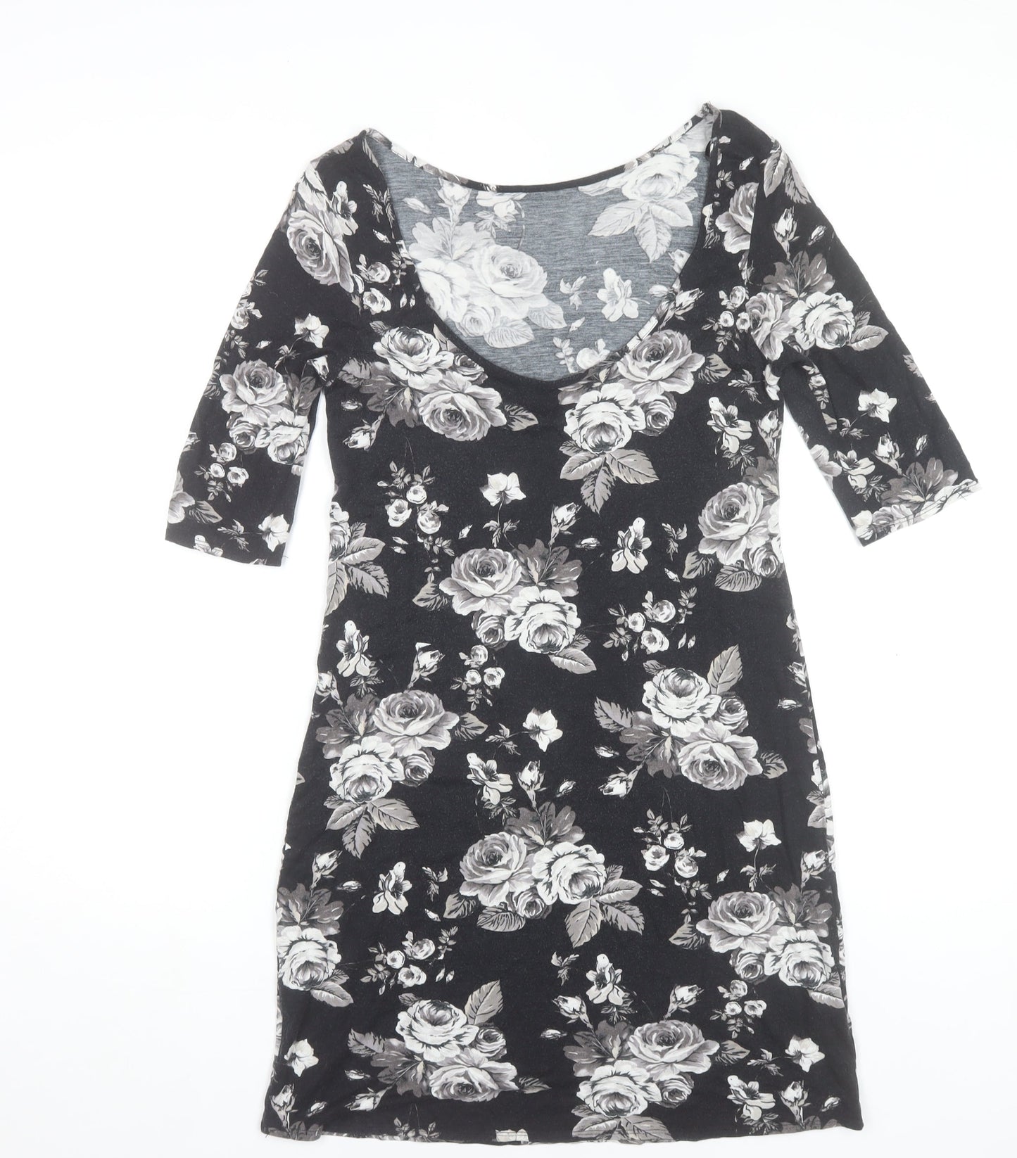Dorothy Perkins Womens Black Floral Bodycon Dress Size 12