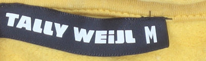 Tally Weijl Womens Yellow Pullover Hoodie Size M Cotton Blend