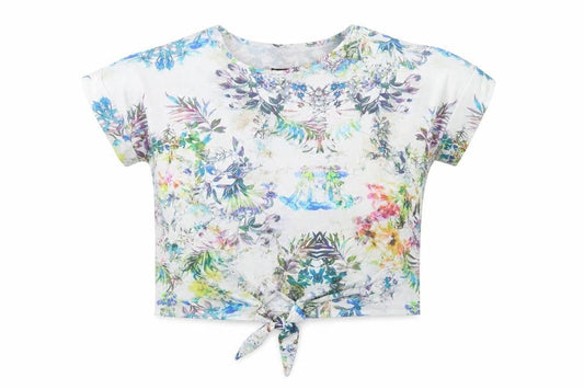 Wallis Women’s Multicoloured Floral Cropped Tie Hem T-Shirt Size 14