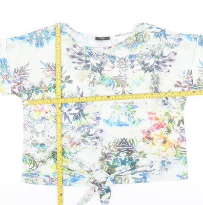Wallis Women’s Multicoloured Floral Cropped Tie Hem T-Shirt Size 14
