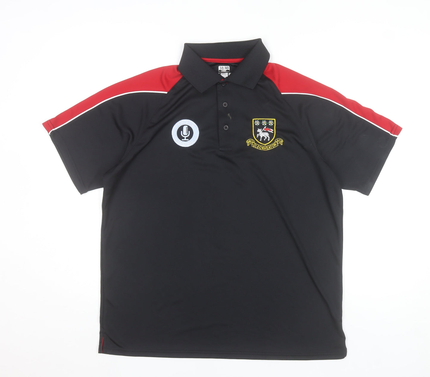 Cleckheaton RUFC Men’s Black Polo Shirt Size M 38/40 Embroidered Logo