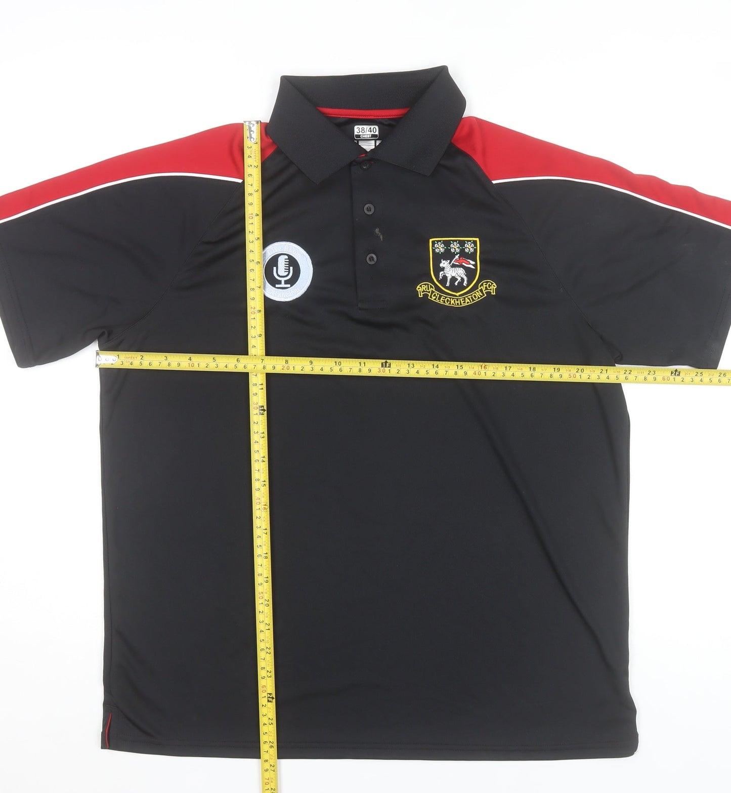 Cleckheaton RUFC Men’s Black Polo Shirt Size M 38/40 Embroidered Logo