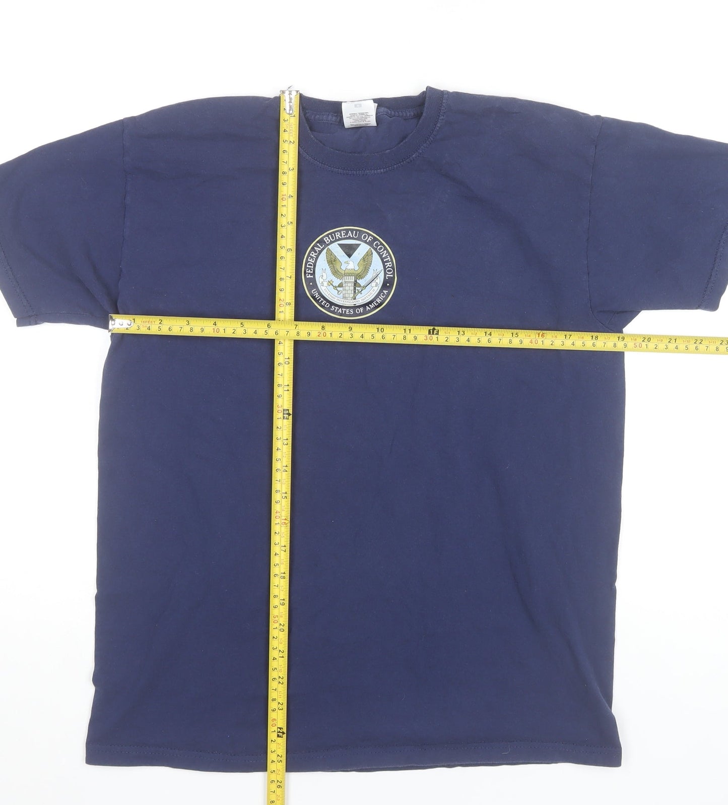 Men's Blue Medium Military Logo Graphic Cotton T-Shirt