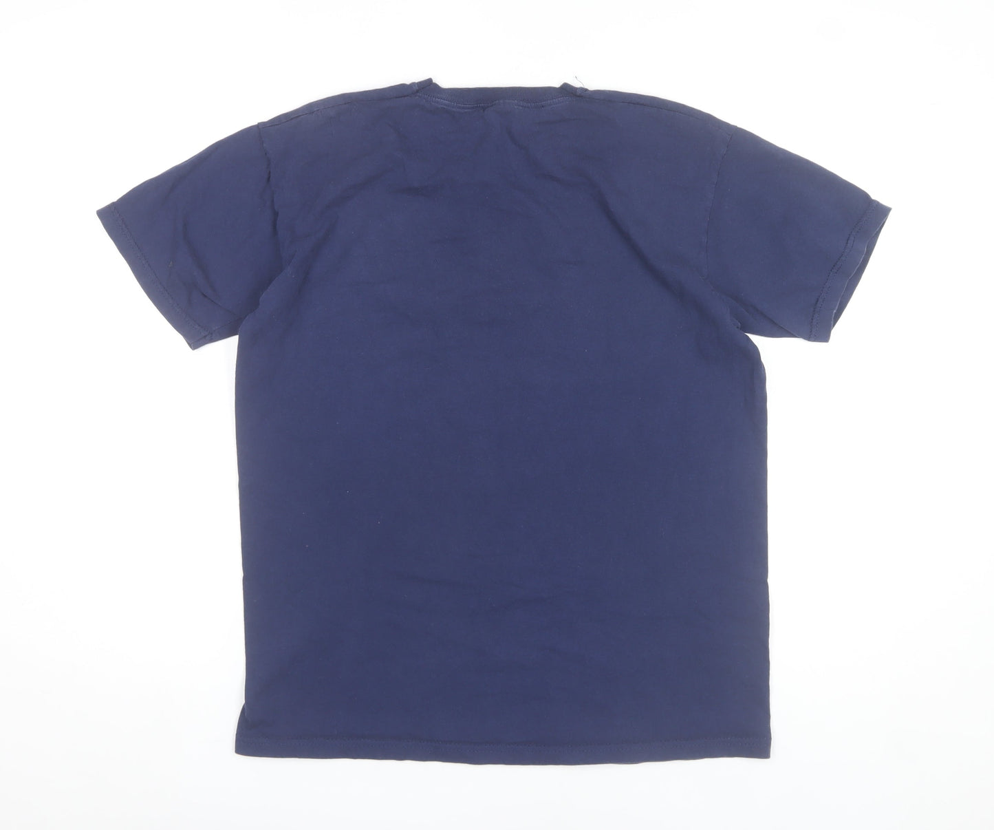 Men's Blue Medium Military Logo Graphic Cotton T-Shirt