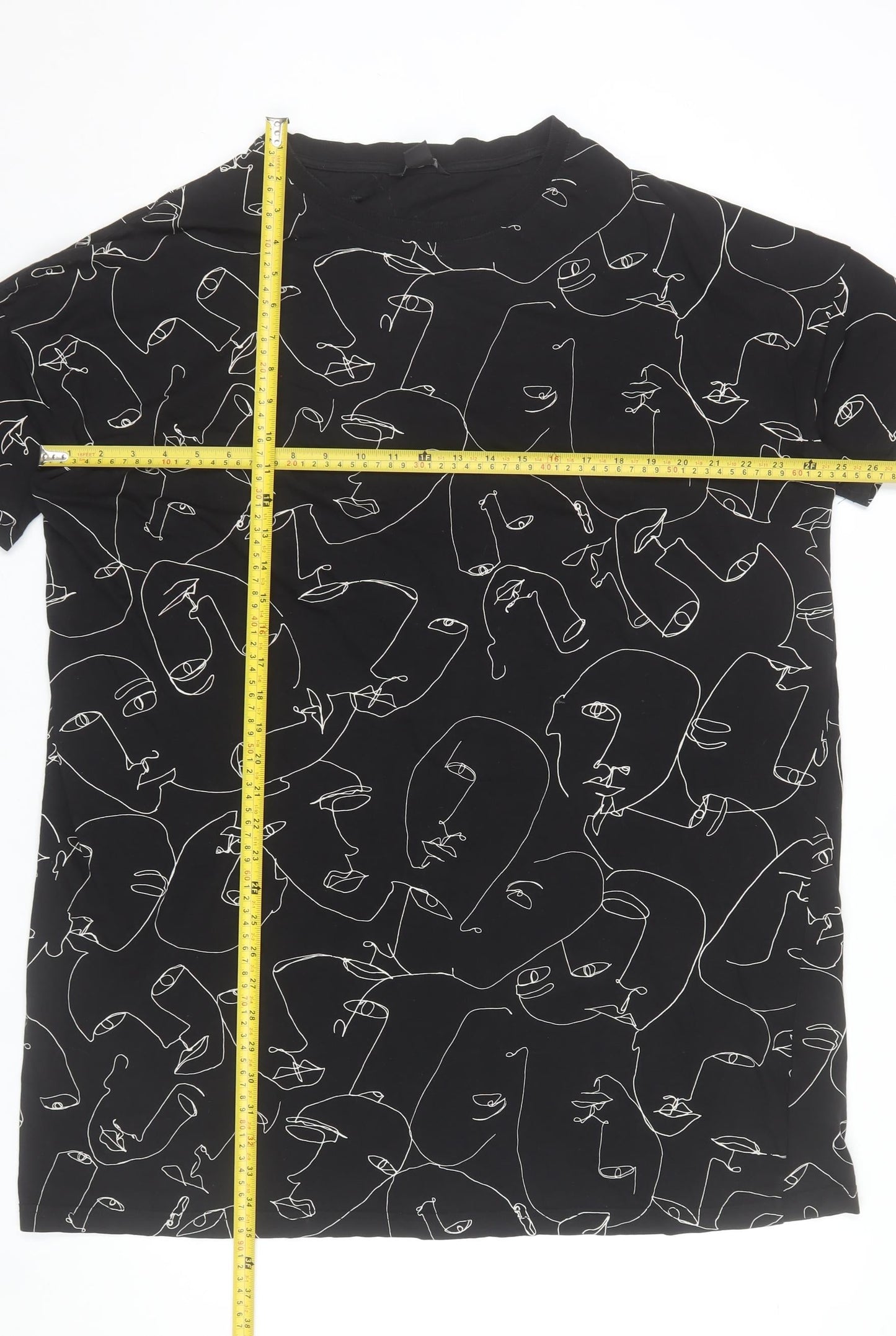 Monki Women Black Abstract Print T-Shirt Dress Size S