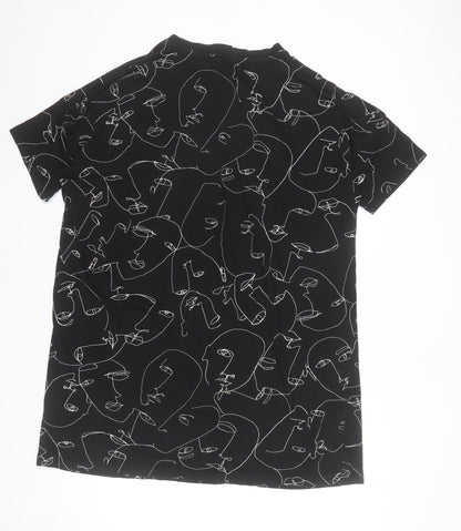 Monki Women Black Abstract Print T-Shirt Dress Size S