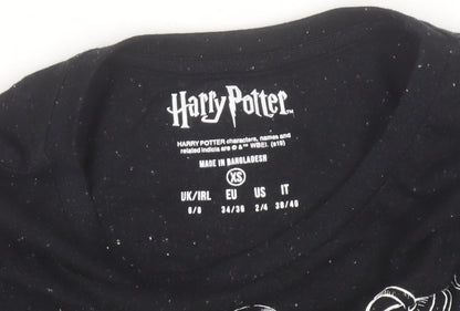 Harry Potter Women’s Black XS T-Shirt Marauder’s Map Casual Top
