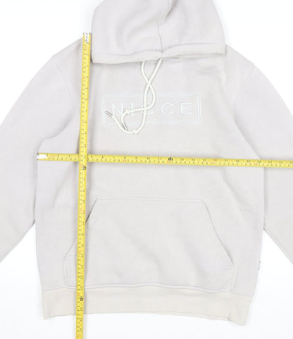 Nicce Mens Beige Pullover Hoodie Medium Regular Fit Logo Fleece