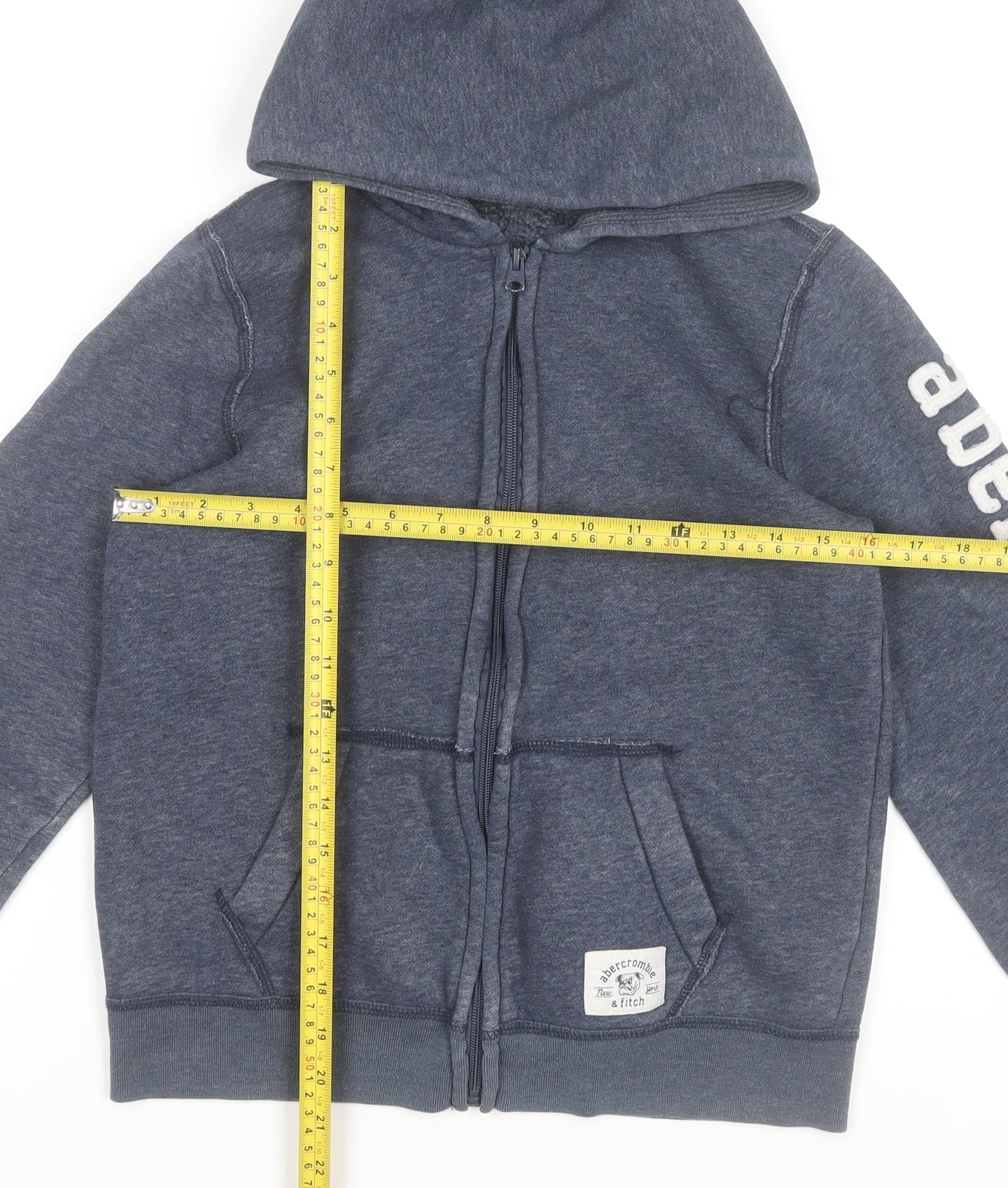 Abercrombie Boys Blue Full Zip Hoodie L Logo Hooded Sweatshirt